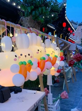 网红地摊气球手提兔子灯笼中秋节拍照手工发光吸引小商品批发材料