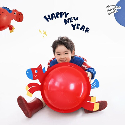 马年新年拍照道具小马气球KT板
