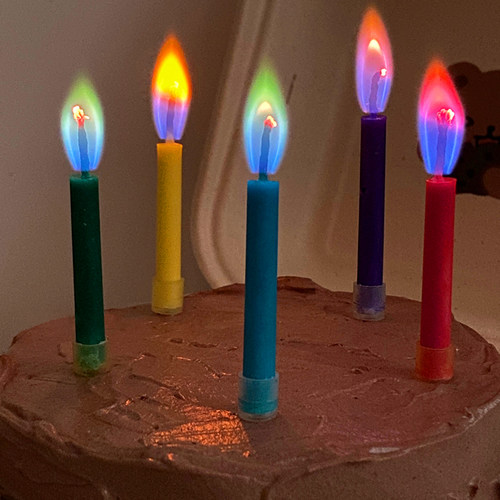 网红ins彩色火焰生日蜡烛蛋糕用