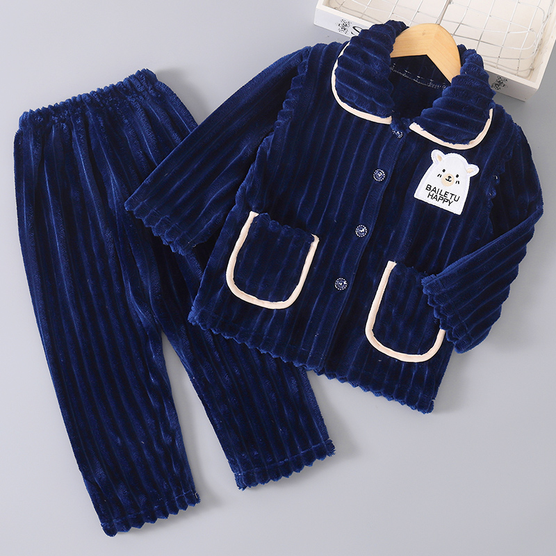 秋冬季加厚法兰绒家居服套装
