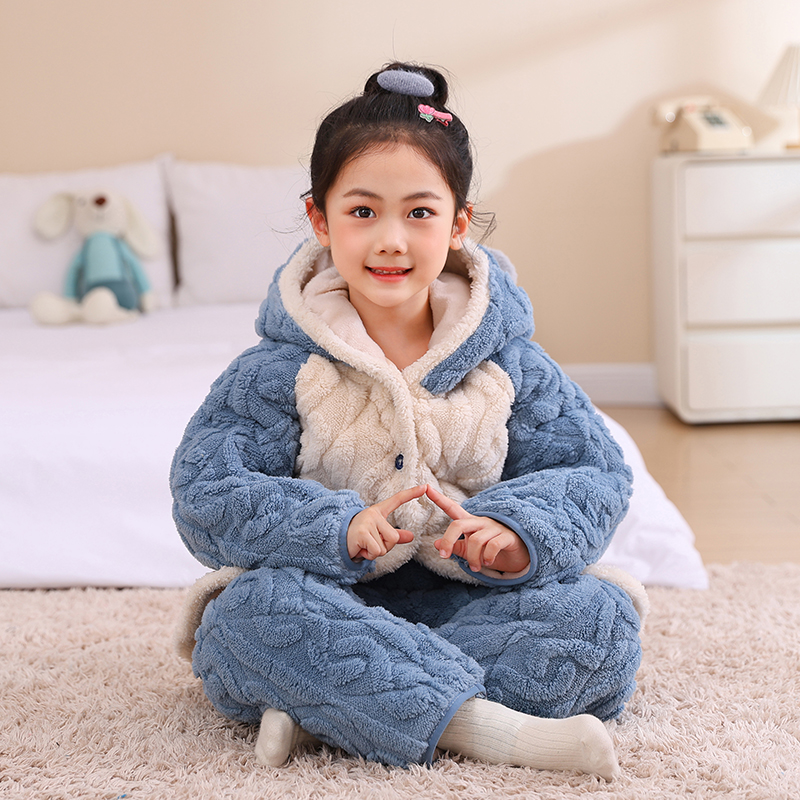 冬季儿童睡衣加厚款法兰绒