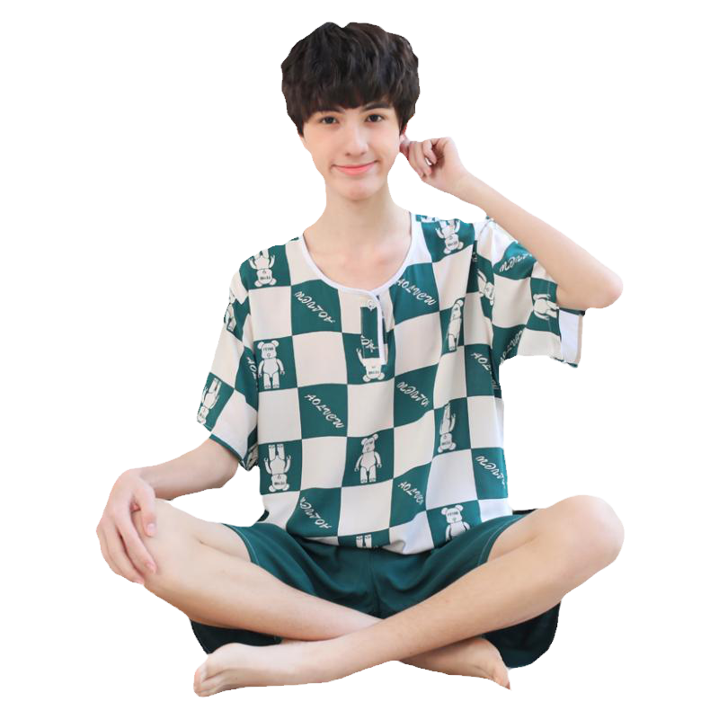 夏季大童短袖人造棉家居服
