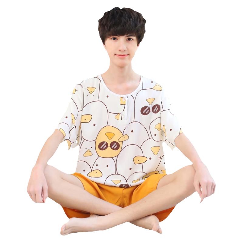 夏季青少年大童棉绸睡衣