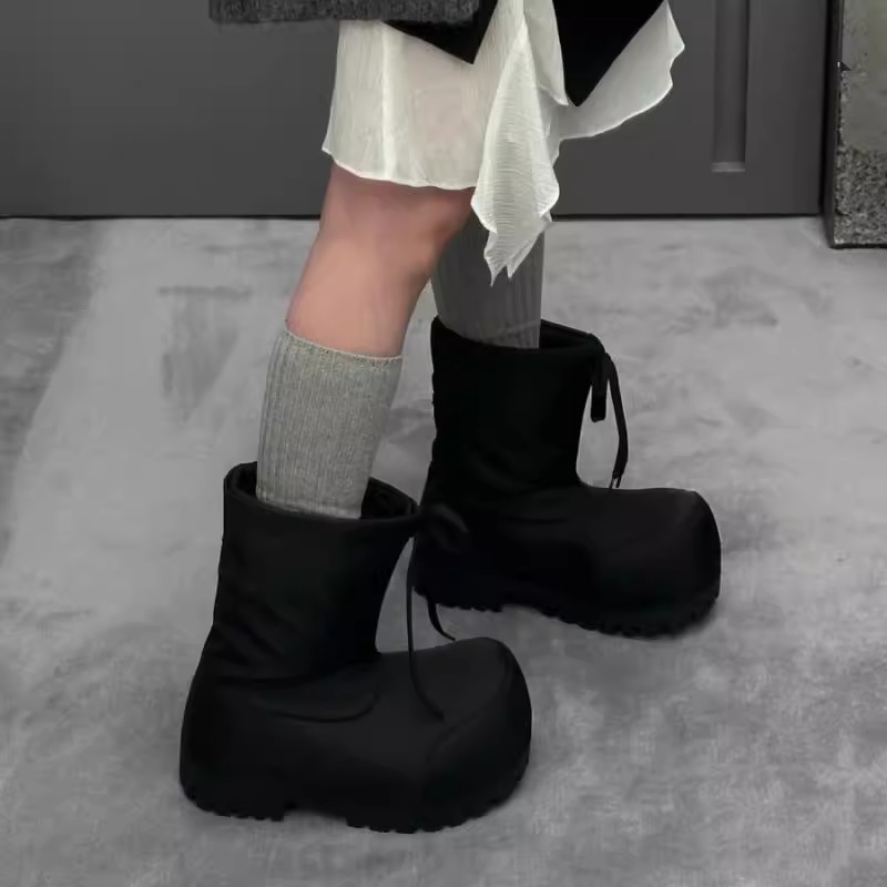 厚底大头鞋雪地靴加绒百搭棉鞋