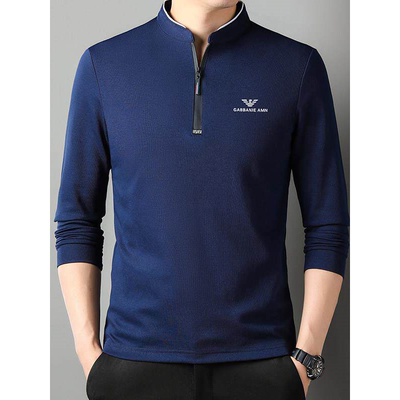 GABBANIE AMN意大利正品新款男士长袖T恤立领套头打底衫丝绵上衣