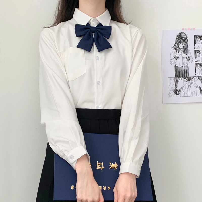 jk制服TR白衬衫长袖日系短袖角襟基础款尖领圆领衬衫女秋冬