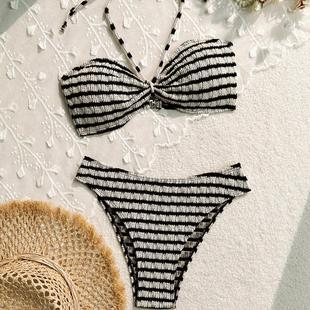 swimsuit piece sexy vacation Bikini swimwear striped two