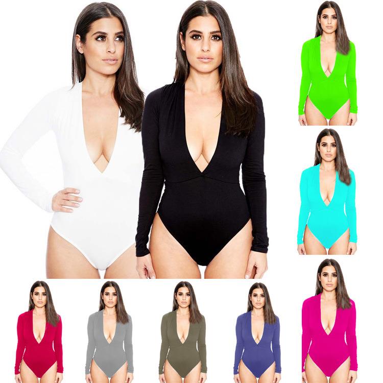 One-piece briefs elastic tight sexy deep V-neck low-cut