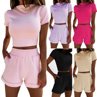 belly exposed waist high short suit sleeve shorts