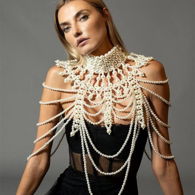 Women's Sexy Pearl Vest Halter Neck Necklace