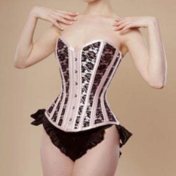 Lace double bone corset front button palace body shaper