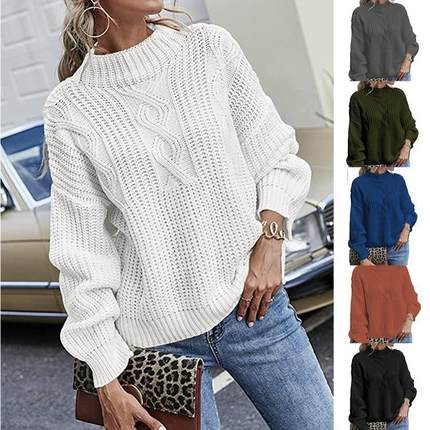 casual loose twists knit pullover sweater winter womens