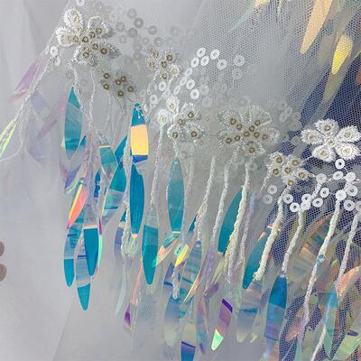 stage fabric Feather fabric costume dress sequin embroidery