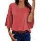 Loose Sleeve Quarter Top Fashionable Round Neck Womens