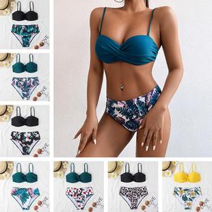 sexy solid shiny bikini Two womens swimsuit piece fabric