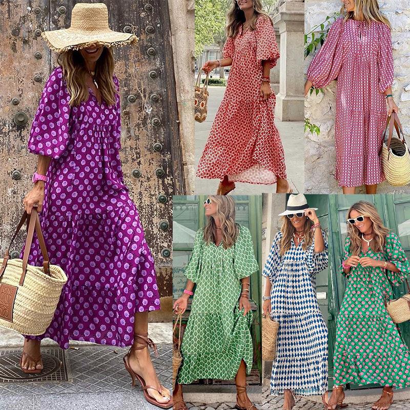 Plus Womens Women Collage Puff Dress Size Dress Sleeve