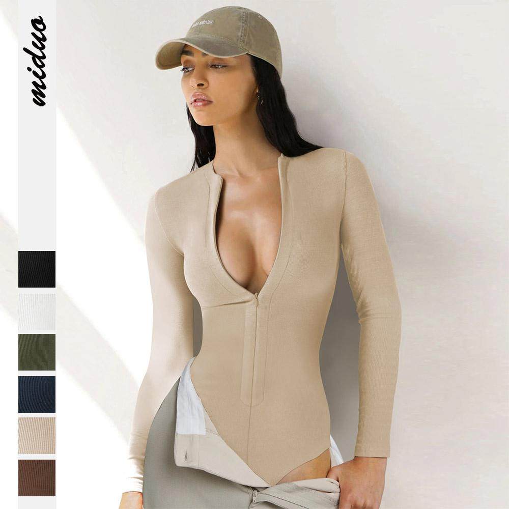 Womens jumpsuit tights sweater all-match zipper top