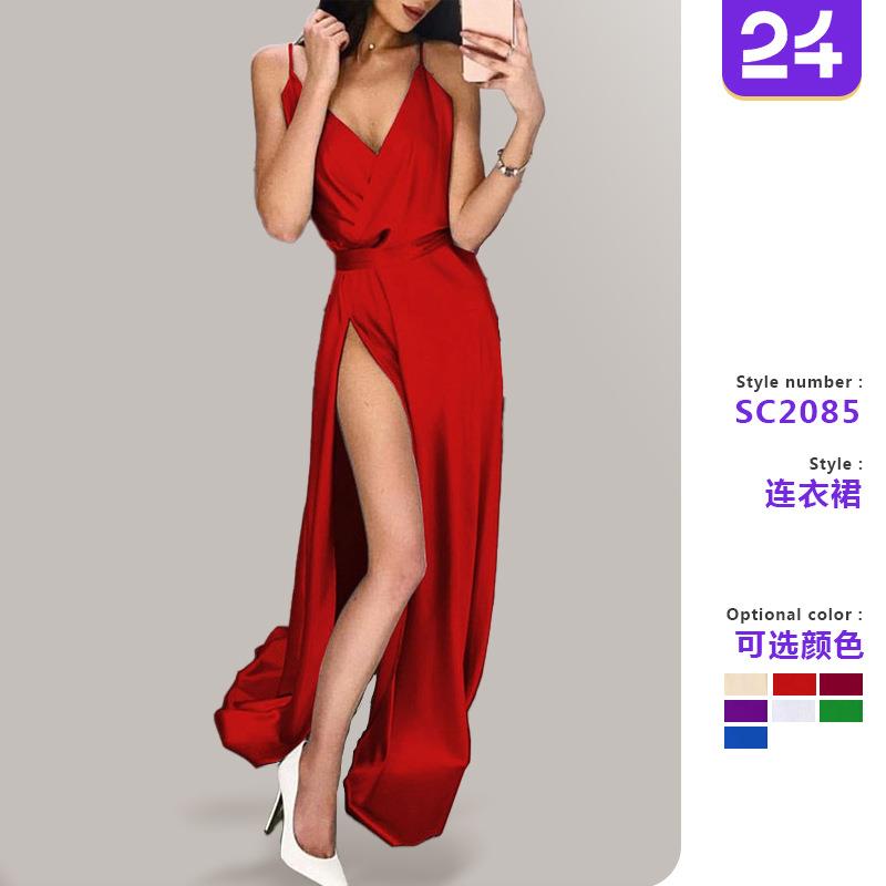 evening womens fashionable dress floor-length slit sling