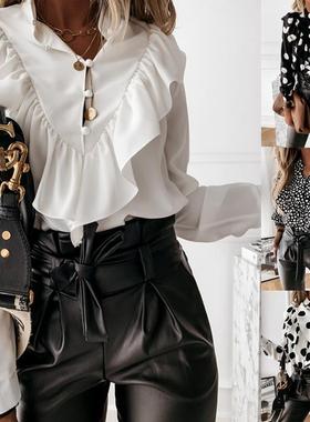 ruffles ladies women winter shirts fashion casual work