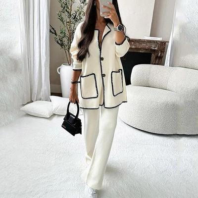 chic pants female woolen fashion women autumn piece pocket
