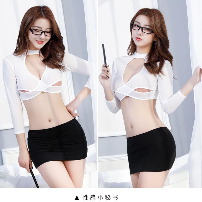 set lingerie set sexy uniform temptation play secretary