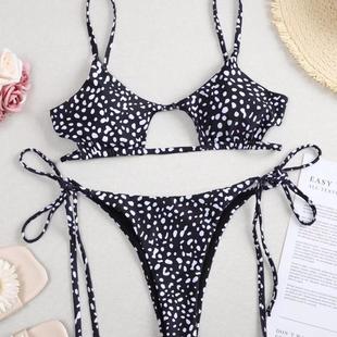 Binding Dot Polka Bikini Gathered Piece Sexy Womens Two