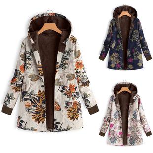 Sleeve Hooded Thick Womens Cotton Long Plush Coat Threaded