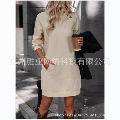 dress thickened check diamond quilted button oblique neck