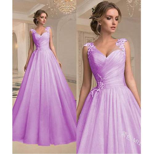 Womens dress evening gown V-neck fashionable mesh dress