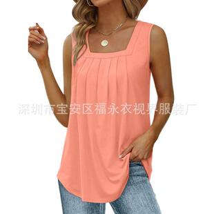 Dress Neck Loose Pleated Suspender Casual Vest Square