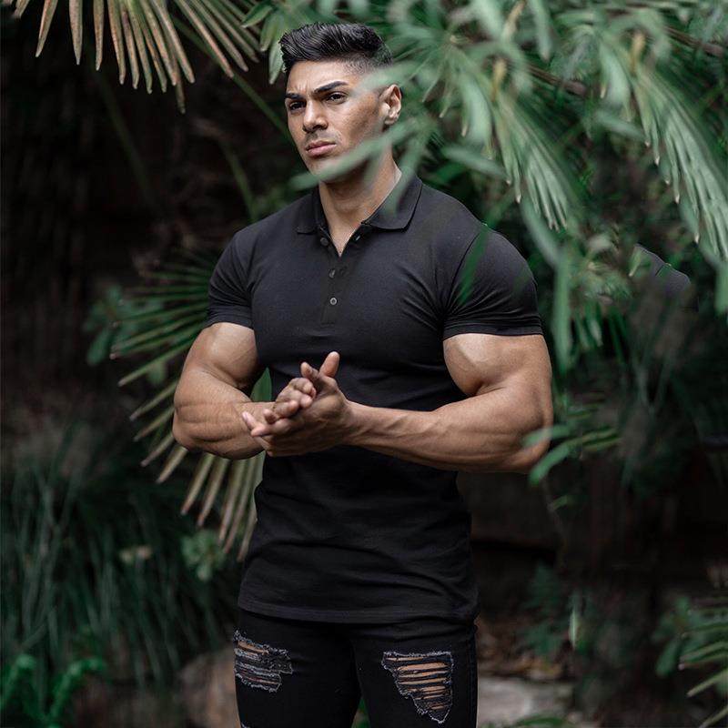 T-shirt Fitness Short Mens Training Sports Lapel Mens