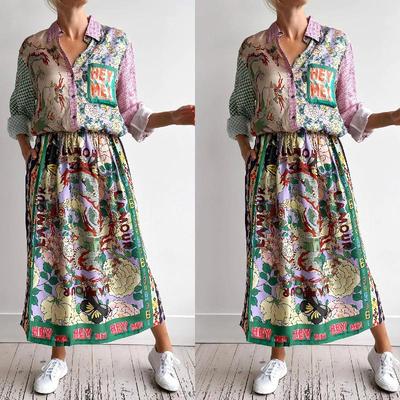 shirt Personalized two-piece satin casual graffiti