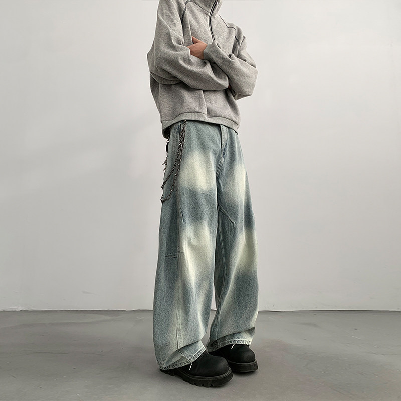 小柯xcok美式高街弯刀阔腿牛仔裤