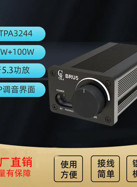 TPA3244 2x100W蓝牙5.3功放机立体声大功率家庭影院BRU5 DSP调音