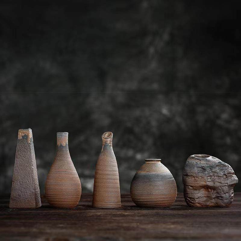 陶瓷花瓶日式陶瓷老岩泥花器茶桌花瓶粗陶禅意中式铜钱草家居摆件,家居饰品,花盆,淘宝优惠券,粉丝福利购,淘宝优惠卷
