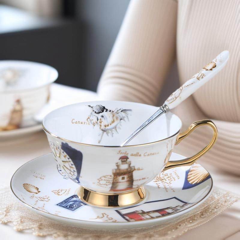 轻奢骨瓷咖啡杯套装陶瓷花茶杯英式简约杯碟下午茶高级感礼品,餐饮具,咖啡杯,淘宝优惠券,粉丝福利购,淘宝优惠卷