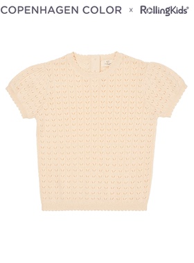 COPENHAGEN COLOR 镂空针织短袖女童薄款黄色上衣丨RollingKids