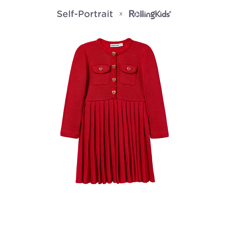 Self-Portrait女童连衣裙红色小香风气质长袖连衣裙丨RollingKids,童装/婴儿装/亲子装,连衣裙,淘宝优惠券,粉丝福利购,淘宝优惠卷