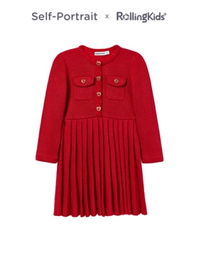 Self-Portrait女童连衣裙红色小香风气质长袖连衣裙丨RollingKids