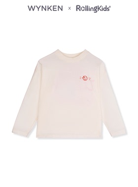 WYNKEN 男女儿童长袖T恤白色圆领宽松休闲上衣丨RollingKids