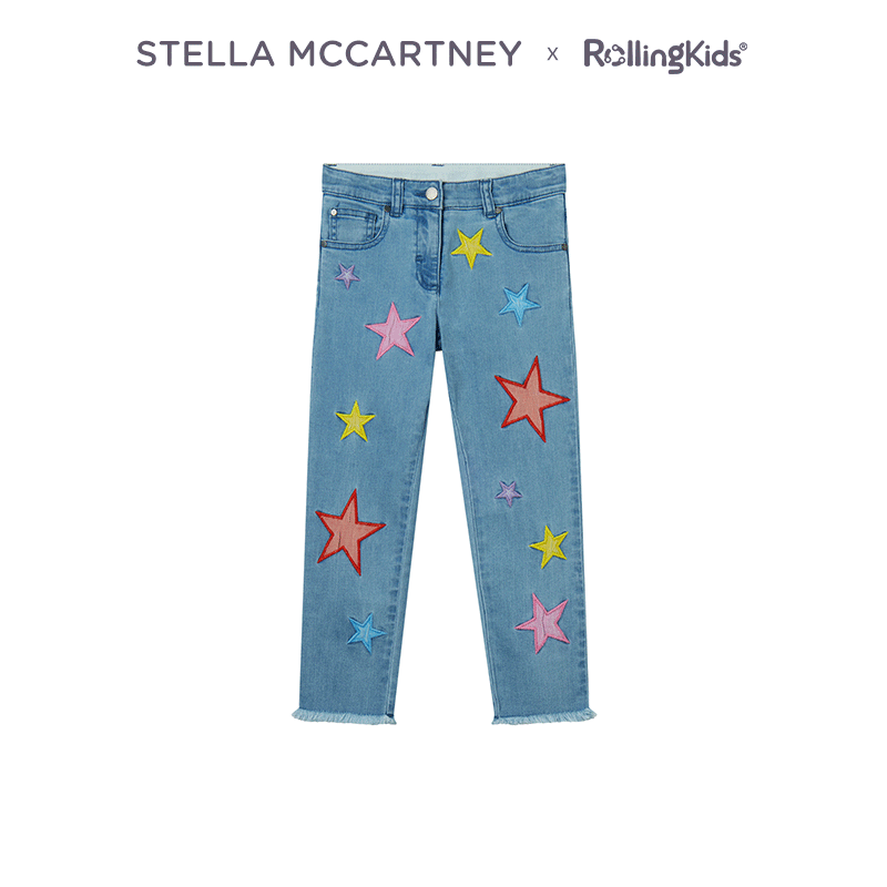 STELLA MCCARTNEY 女童牛仔色梭织长裤修身裤装丨RollingKids