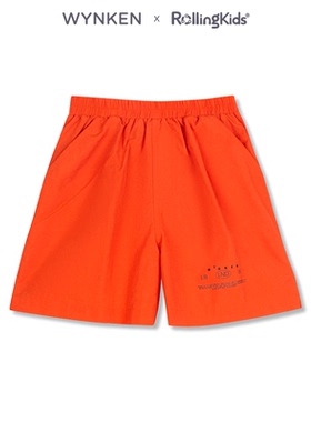 WYNKEN 橘色运动短裤男女童宽松休闲五分裤松紧腰丨RollingKids