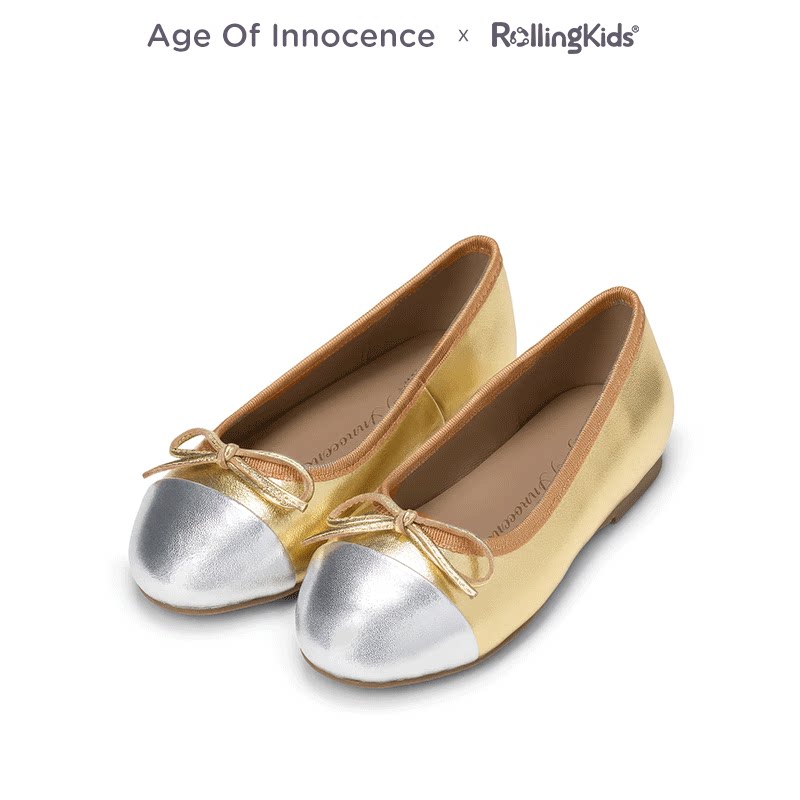 Age of Innocence 金色蝴蝶结单鞋女童优雅百搭皮鞋丨RollingKids