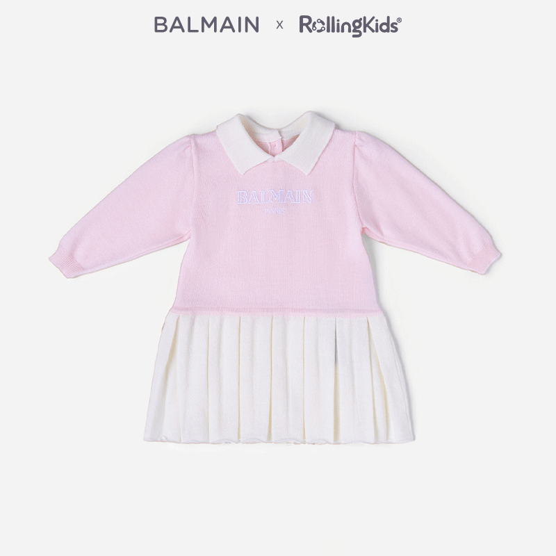 BALMAIN 婴幼童连衣裙粉色甜美可爱百褶裙丨RollingKids