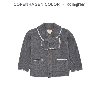 COPENHAGEN COLOR 男女儿童针织开衫灰色上衣丨RollingKids