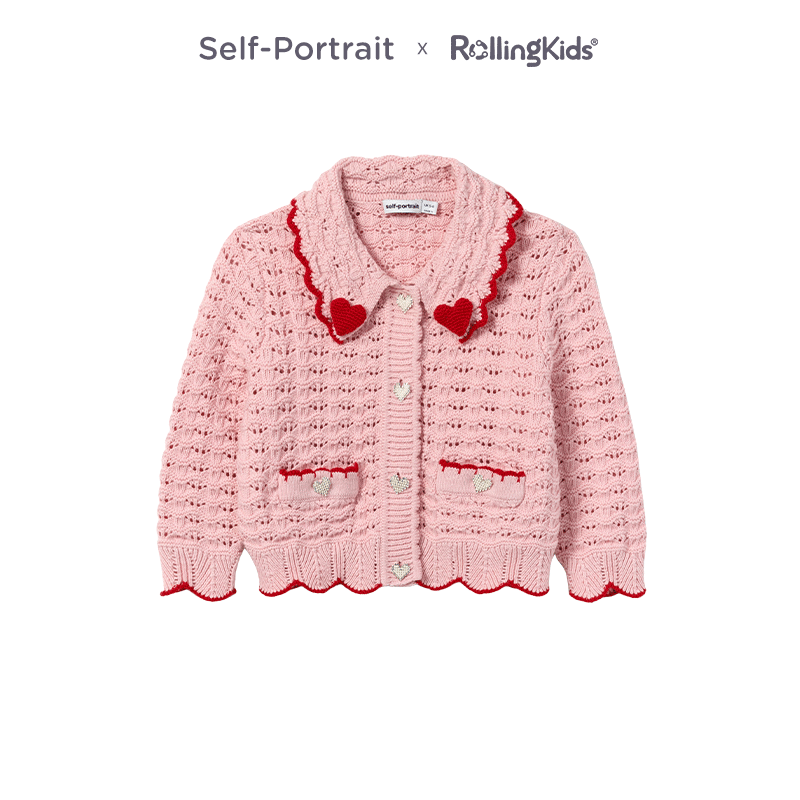 Self-Portrait 女童针织开衫气质甜美粉色上衣丨RollingKids
