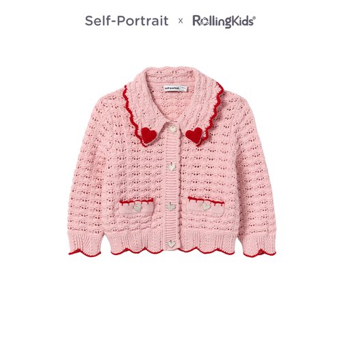 Self-Portrait 女童针织开衫气质甜美粉色上衣丨RollingKids