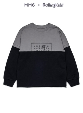 MM6 儿童休闲黑白灰拼接卫衣男女宽松圆领长袖上衣丨RollingKids