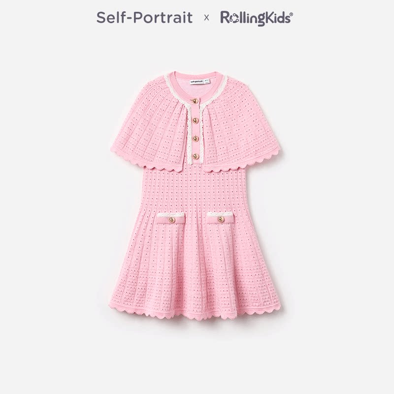 Self-Portrait 女童法式气质甜美浅粉色连衣裙短袖丨RollingKids图片