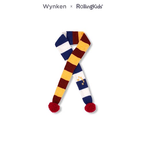 WYNKEN 儿童彩色条纹毛球围巾可爱保暖百搭围脖丨RollingKids
